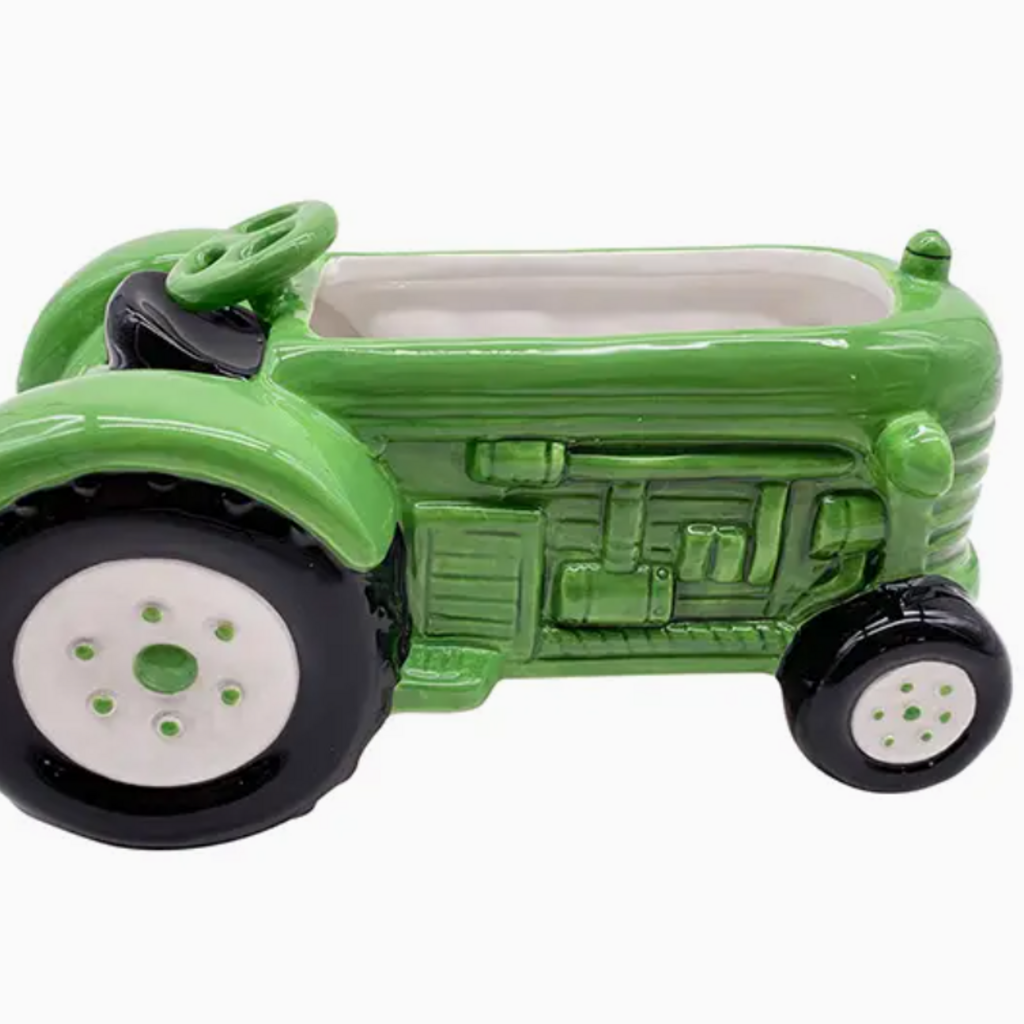 Blue Sky Clayworks Green Tractor 9" Planter