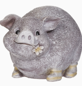 ROMAN Pudgy Pals Pig in Rain Boots Garden Statue