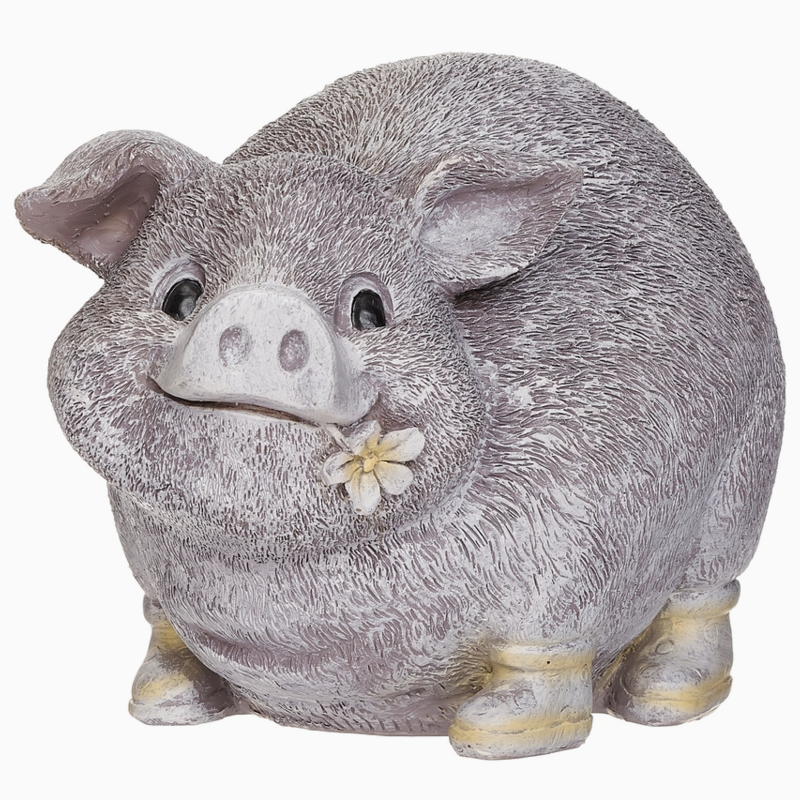 ROMAN Pudgy Pals Pig in Rain Boots Garden Statue