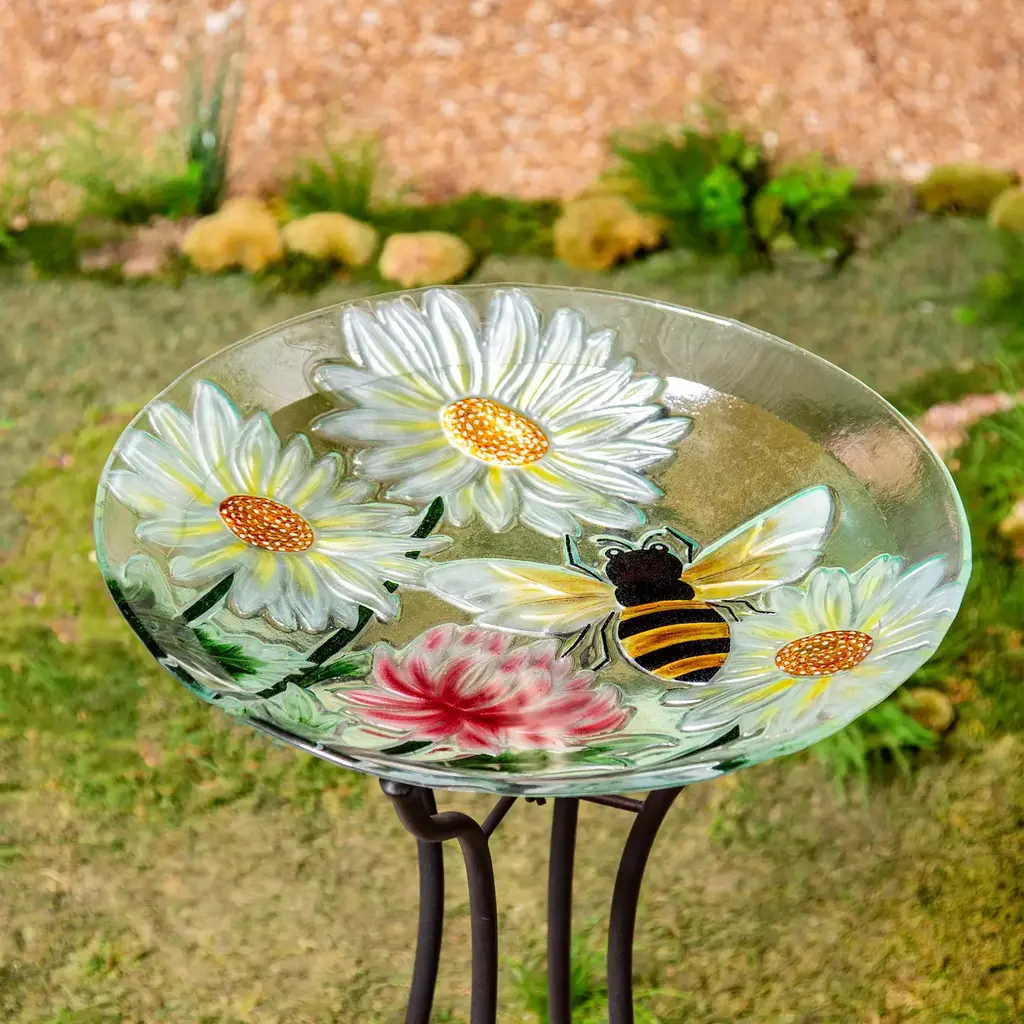 Evergreen Enterprises Pollinator Garden Bird Bath-Bees and Daisies