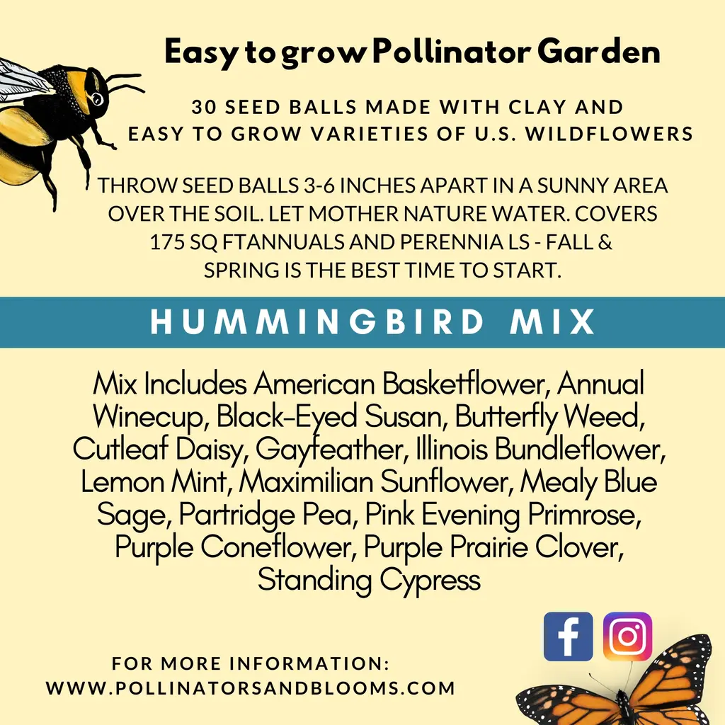 Pollinators and Blooms Wildflowers Seed Balls For Hummingbird