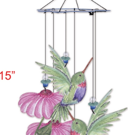 Sunset Vista Designs Hummingbird Painted Metal Wind Chime 15"
