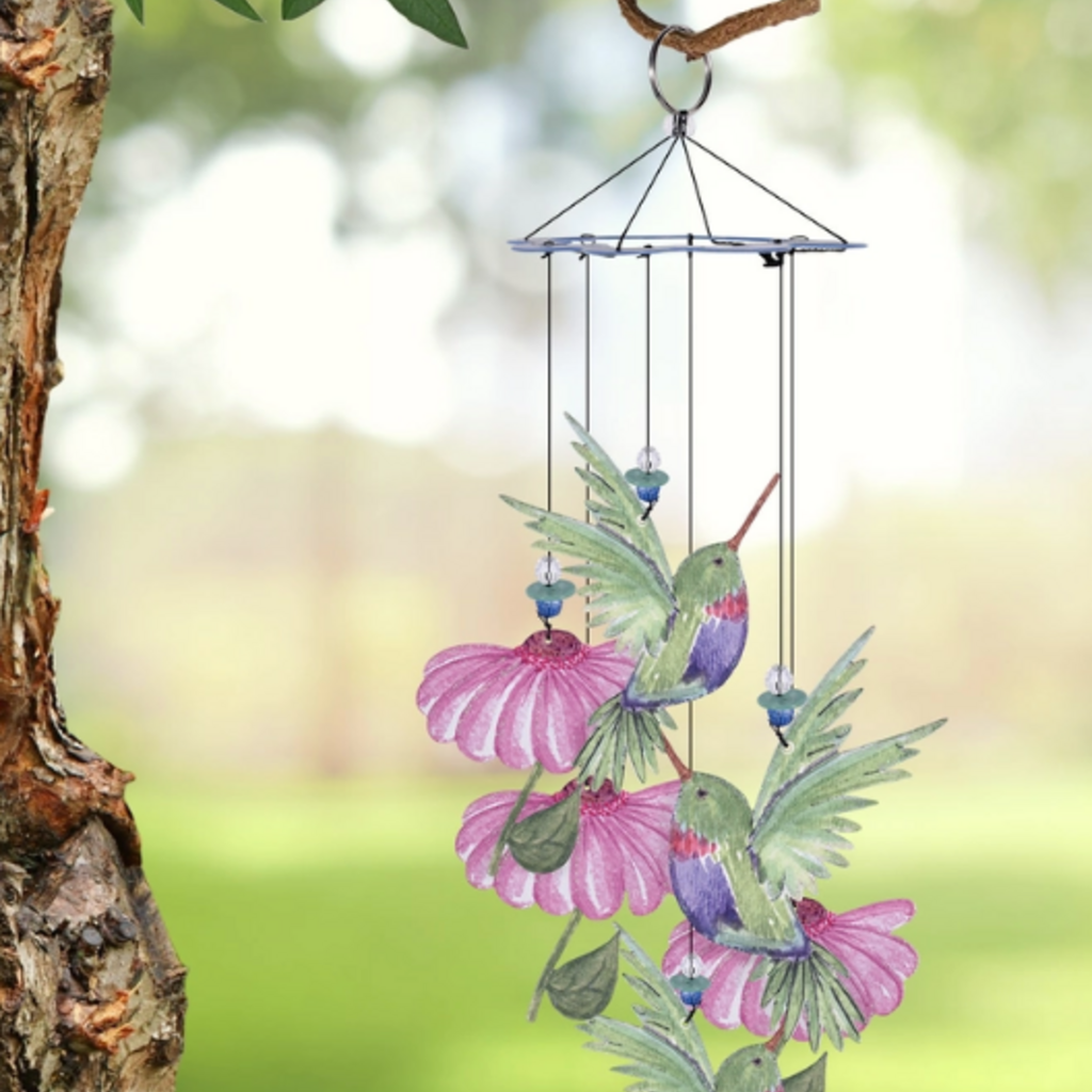Sunset Vista Designs Hummingbird Painted Metal Wind Chime 15"