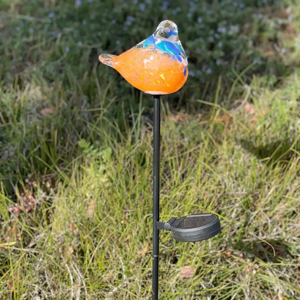 ApricotMint Art Glass Solar Bird Stake - Assorted