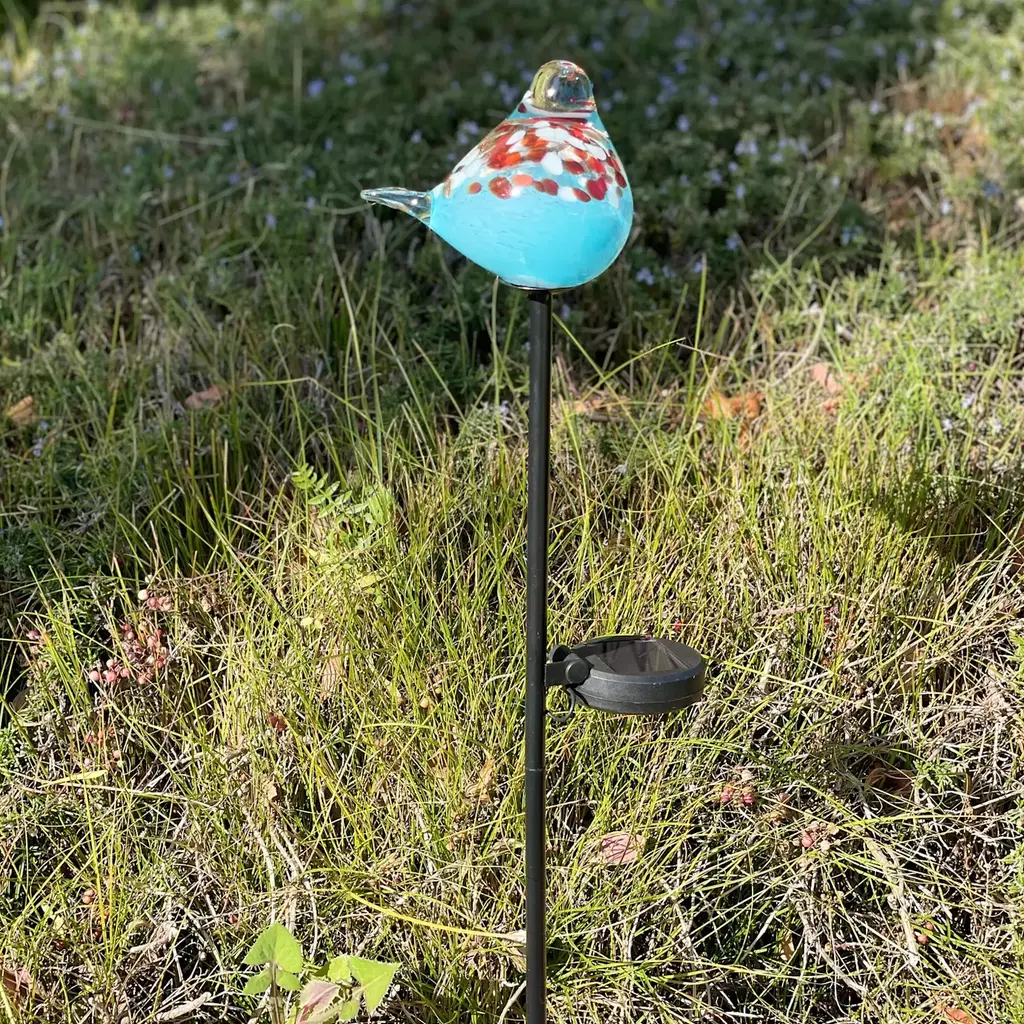 ApricotMint Art Glass Solar Bird Stake - Assorted