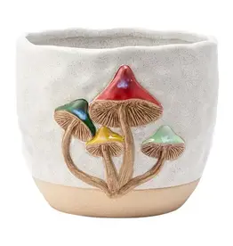 Planter with 3D Colorful Mushrooms