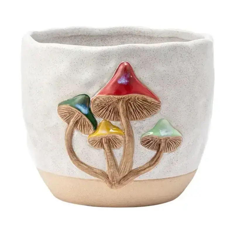 Planter with 3D Colorful Mushrooms