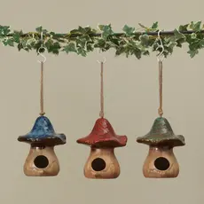The Gerson Companies Glazed Ceramic Mushroom Birdhouses - Assorted