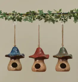 The Gerson Companies Glazed Ceramic Mushroom Birdhouses - Assorted