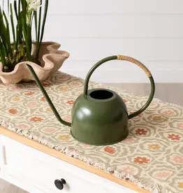 Audrey's Green Enamel with Rattan Watering Can