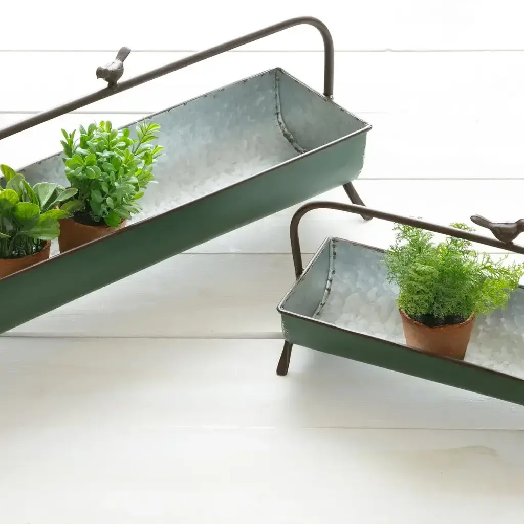 Audrey's Green Trough Planters (Set of 2)