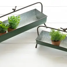 Audrey's Green Trough Planters (Set of 2)