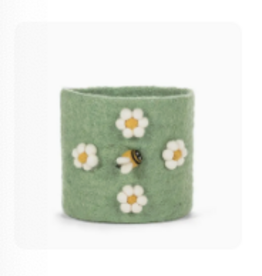 Abbott Pompom Flower and Bee Planter - Green