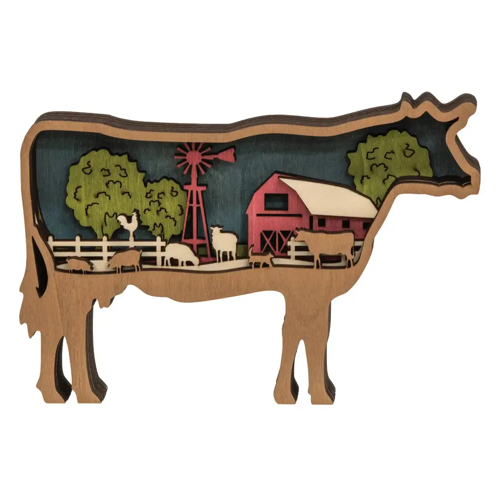 CWI Gifts Cow Farm Scene Sitter
