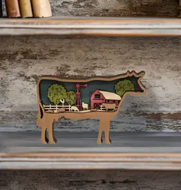 CWI Gifts Cow Farm Scene Sitter