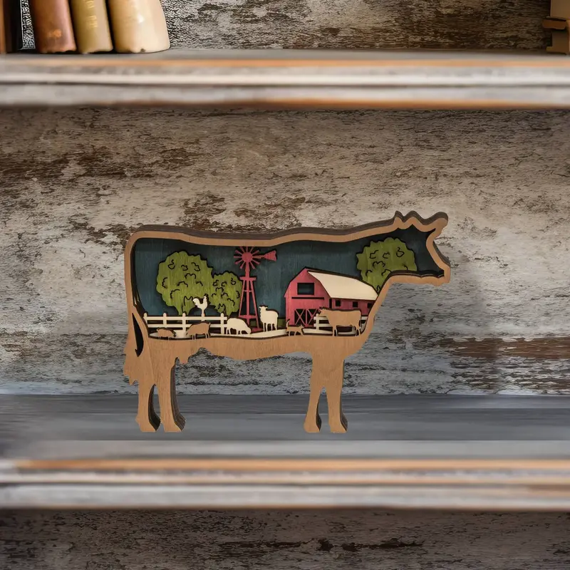 CWI Gifts Cow Farm Scene Sitter