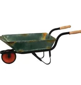 CWI Gifts Distressed Green Metal Wheelbarrow
