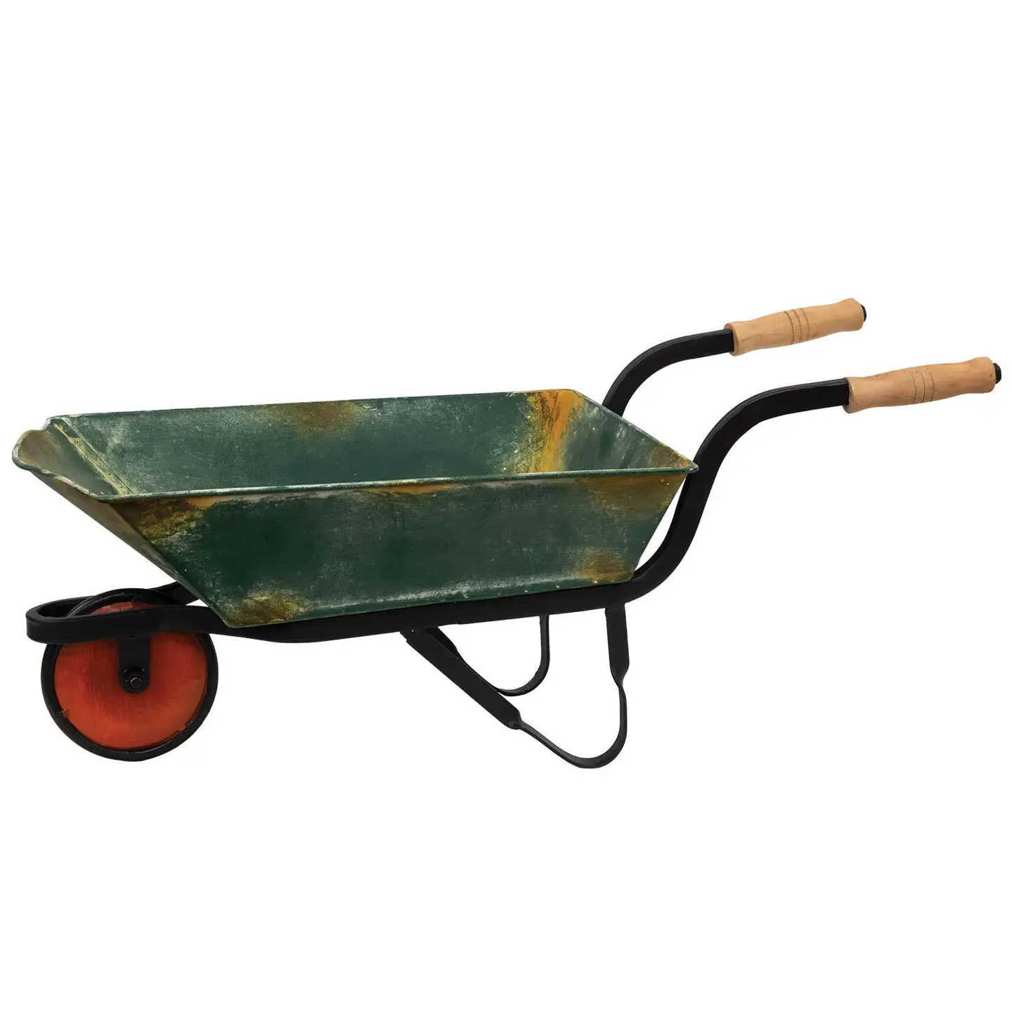 Distressed Green Metal Wheelbarrow - The Local Store