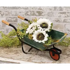 CWI Gifts Distressed Green Metal Wheelbarrow