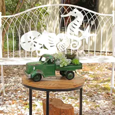 Zeckos Green Rustic Metal Decorative Vintage Pickup Truck Planter