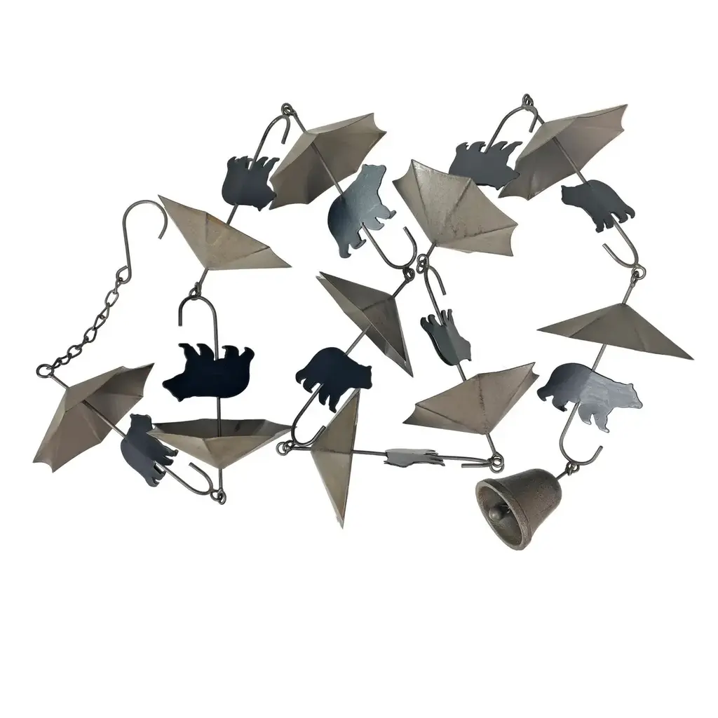 Zeckos Rustic  Black Bear & Umbrella Rain Chain - 75" Long