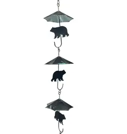 Zeckos Rustic  Black Bear & Umbrella Rain Chain - 75" Long