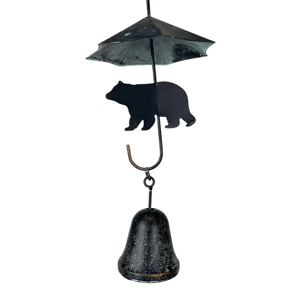Zeckos Rustic  Black Bear & Umbrella Rain Chain - 75" Long