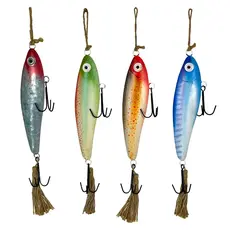 Zeckos Vintage Metal Fishing Lure Wall Hangings - Set of 4