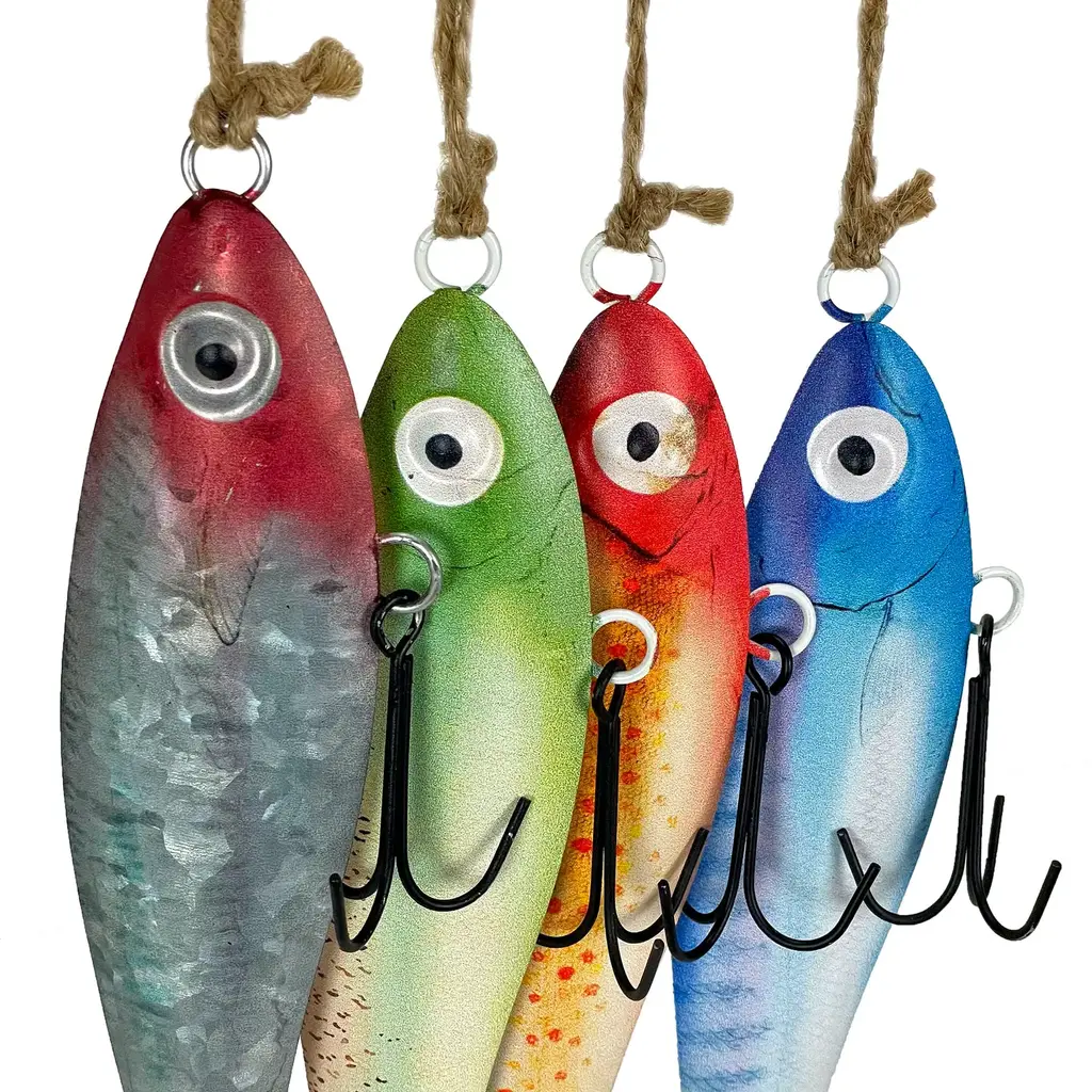 Zeckos Vintage Metal Fishing Lure Wall Hangings - Set of 4