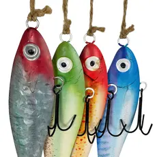 Zeckos Vintage Metal Fishing Lure Wall Hangings - Set of 4