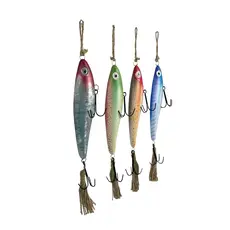 Zeckos Vintage Metal Fishing Lure Wall Hangings - Set of 4