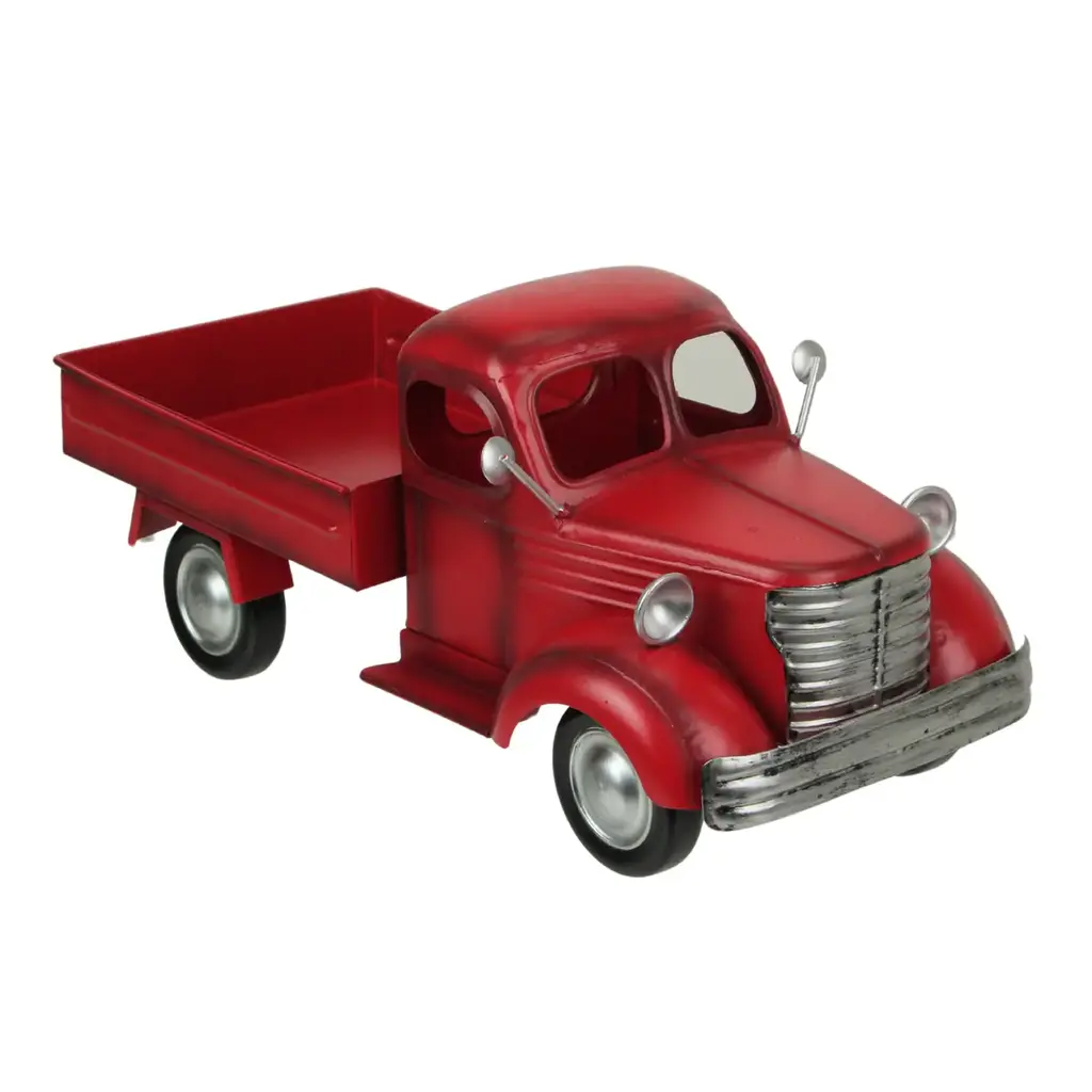 Zeckos Vintage Red Truck Metal Planter - 14 Inches