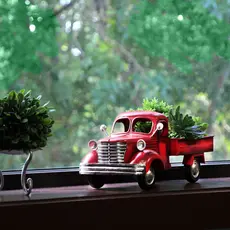 Zeckos Vintage Red Truck Metal Planter - 14 Inches