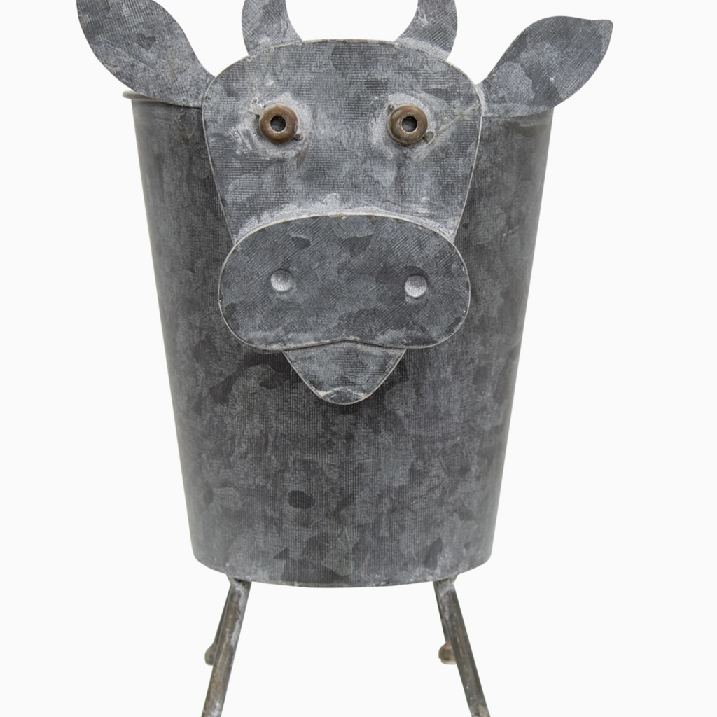 The Hearthside Collection Metal Cow Planter