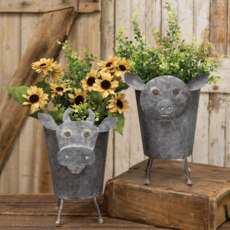 The Hearthside Collection Metal Cow Planter