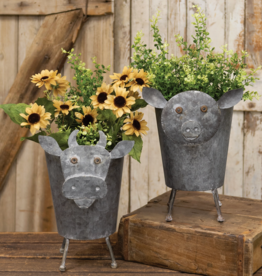 The Hearthside Collection Metal Cow Planter
