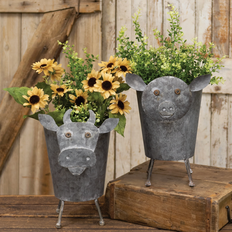 The Hearthside Collection Metal Cow Planter