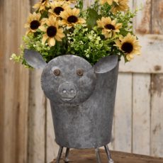 The Hearthside Collection Metal Pig Planter