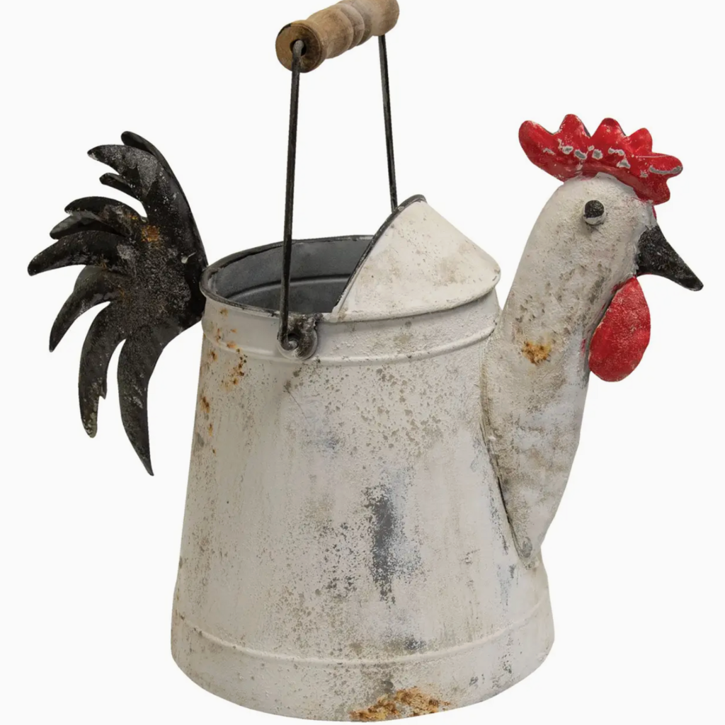 The Hearthside Collection Metal Rooster Watering Can