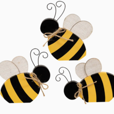 The Hearthside Collection Wooden Bee Sitter with Burlap Wings