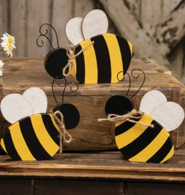 The Hearthside Collection Wooden Bee Sitter with Burlap Wings
