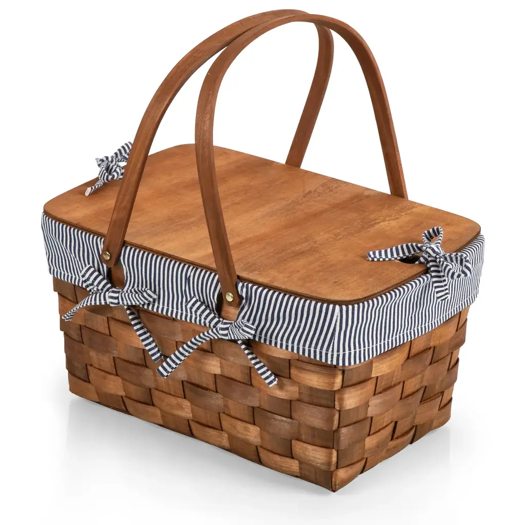 Picnic Time Family of Brands Kansas Handwoven Large Picnic Basket - Navy Blue