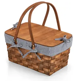 Picnic Time Family of Brands Kansas Handwoven Large Picnic Basket - Navy Blue