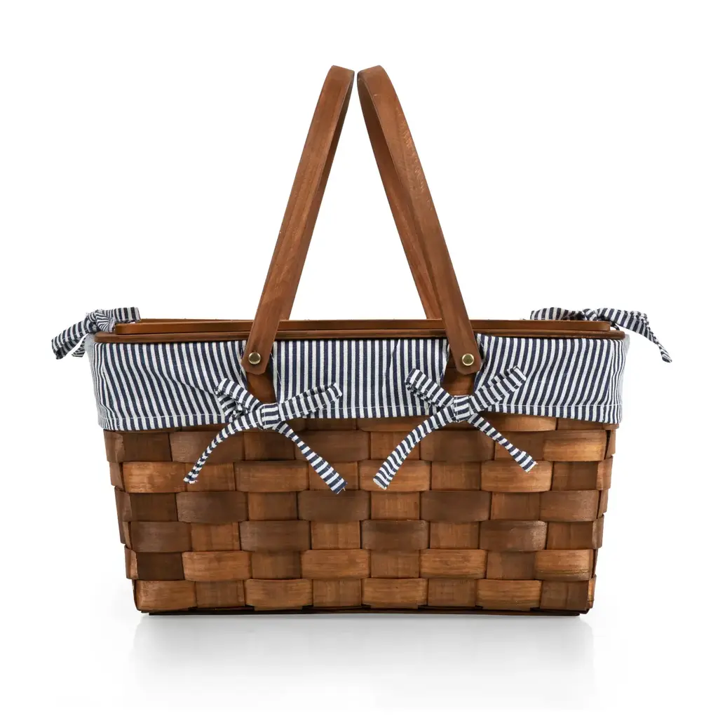 Picnic Time Family of Brands Kansas Handwoven Large Picnic Basket - Navy Blue