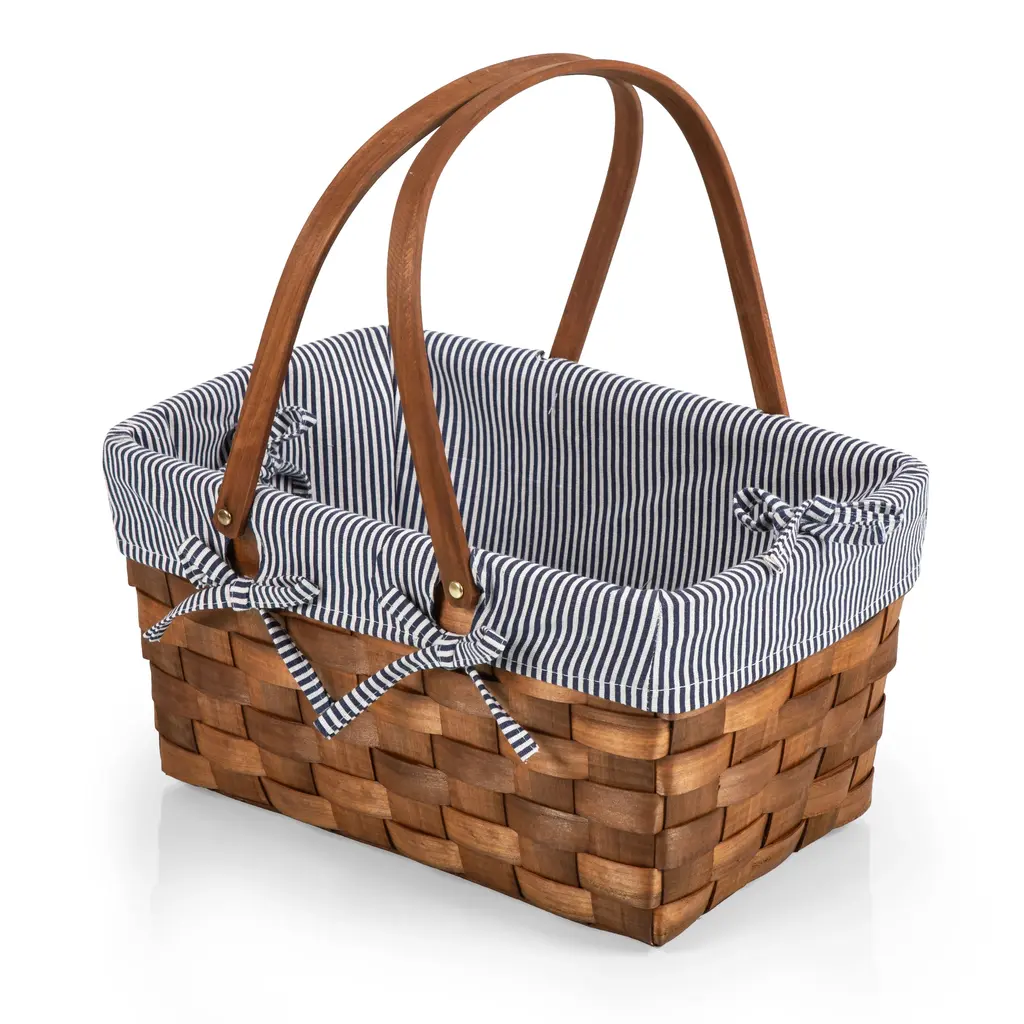 Picnic Time Family of Brands Kansas Handwoven Large Picnic Basket - Navy Blue
