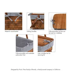 Picnic Time Family of Brands Kansas Handwoven Large Picnic Basket - Navy Blue