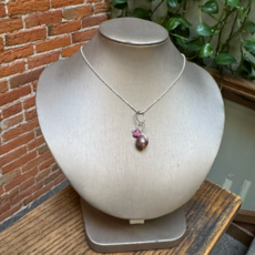 Helen Wang Jewelry Necklace - Diamond Cut Sterling Silver - Fireball Pearl Petite Swarovski Heart