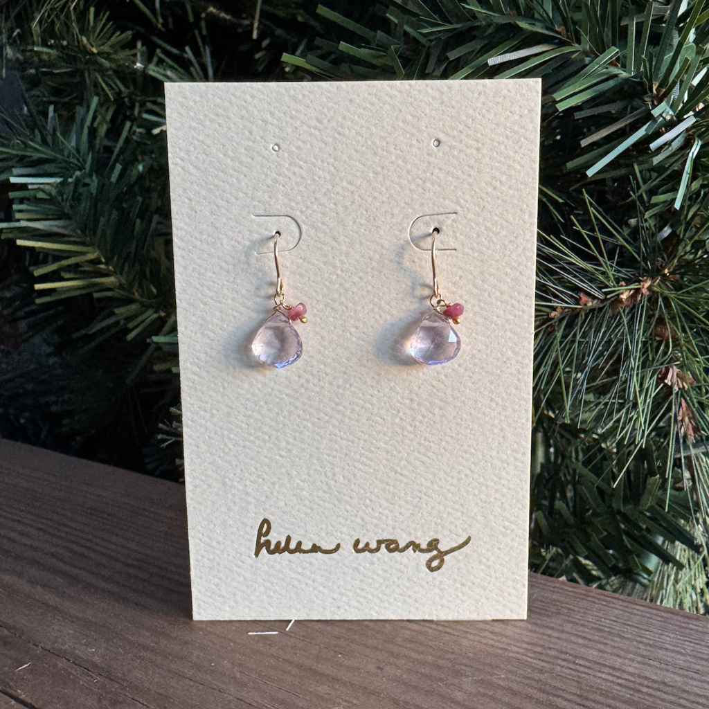 Helen Wang Jewelry Earrings - 14K Filled Gold AAA+ Grade Lilac Amethyst w/ Pink Tourmaline