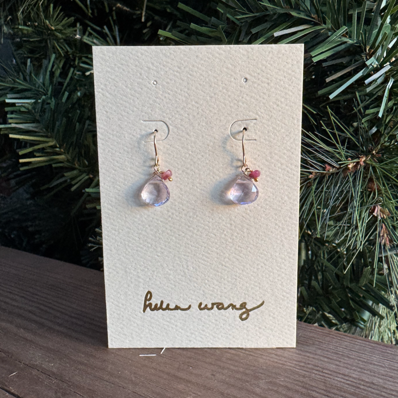 Helen Wang Jewelry Earrings - 14K Filled Gold AAA+ Grade Lilac Amethyst w/ Pink Tourmaline