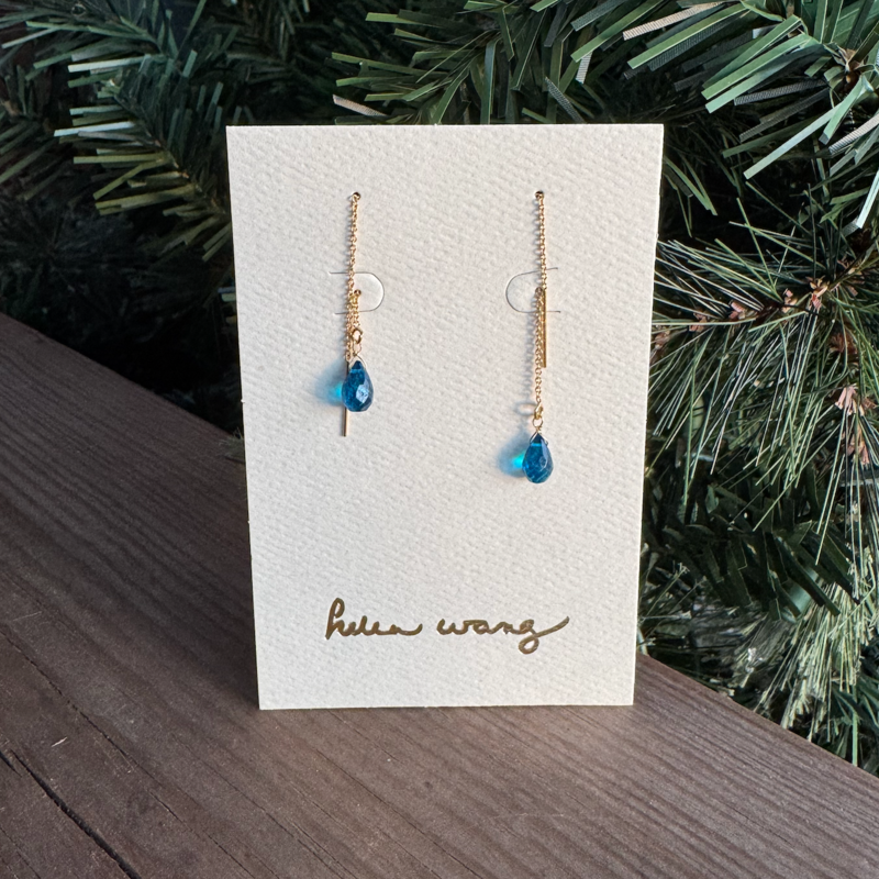 Helen Wang Jewelry Earring - 14k Gold Filled Threaders Neon Apatite